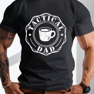 Tactical Dad Coffee Mug Graphic Print Men Crew Neck Casual Outdoor Short Sleeve T Shirt