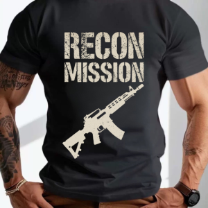 Recon Mission Rifle Gun Graphic Men Tactical Outdoor Workout Short Sleeve T Shirt